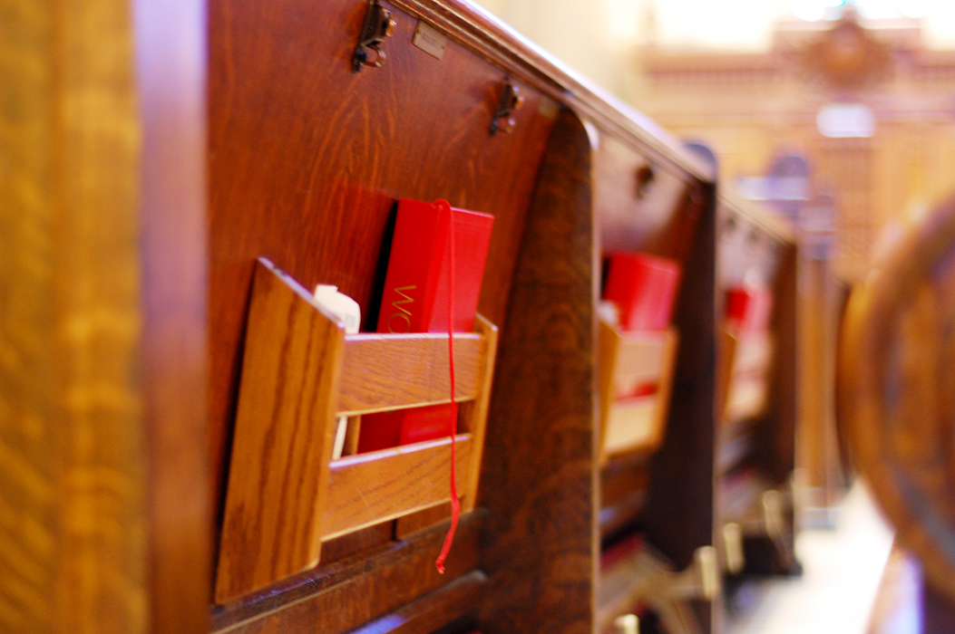 Bible in pew at church